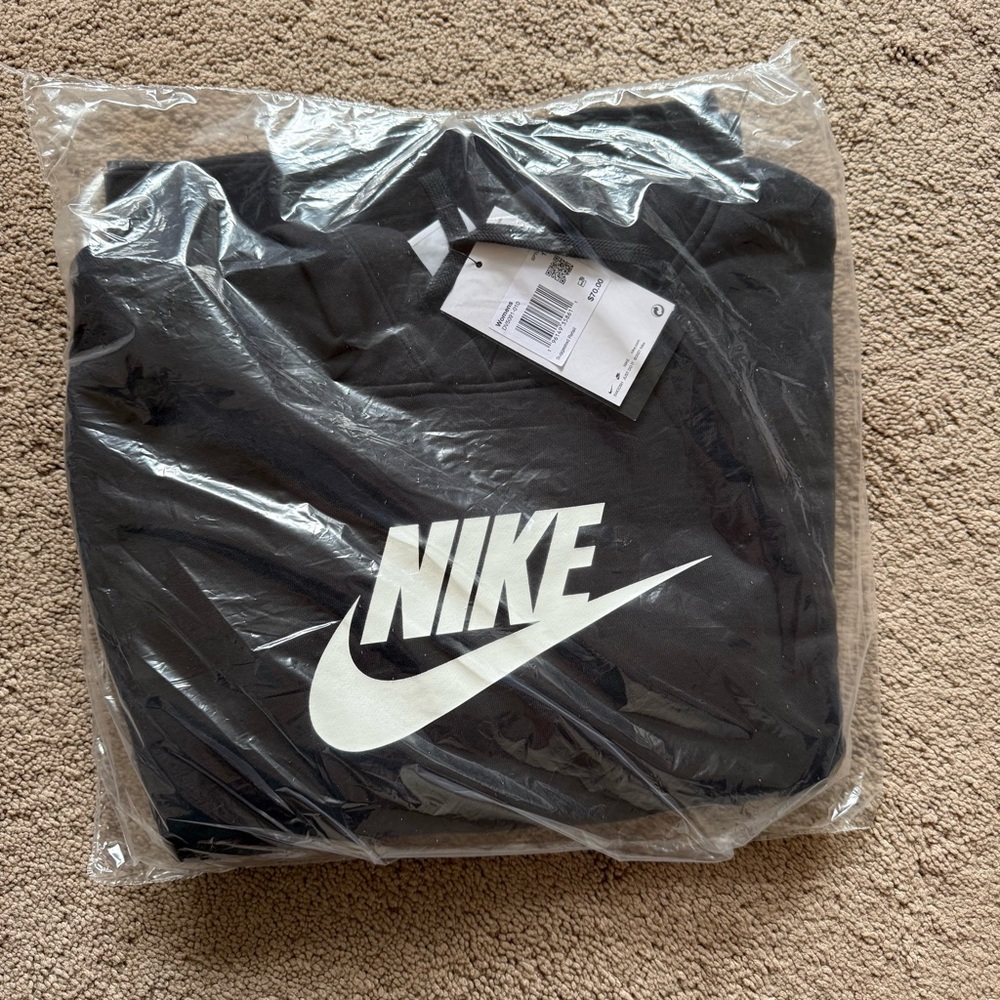 NEW NIKE women's Plus Size black fleece hoodie sweatshirt front pockets - Picture 5 of 7